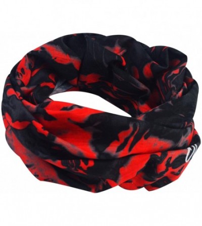 Balaclavas Seamless Bandana Face Mask Rave Men Women for Dust Sun Wind Protection - Pure Black Red - CT1929RARU8