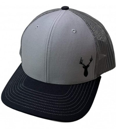 Baseball Caps Deer and Antlers Snapback Hat Curved Bill Trucker Mesh Back - Tri-color Grey/Charcoal/Black - C018QK8Q0NK