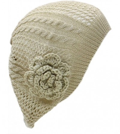 Womens Crochet Beanie Flower Fashion
