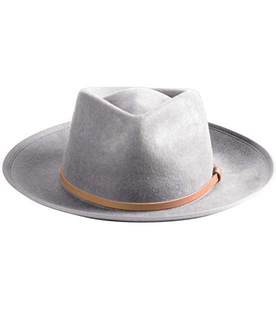 Fedoras Men Fedora Hat Wide Brim Wool Felt Panama Cowboy Hats Gatsby Dress Trilby Crushable Great - Gray - C518Y35XXIQ