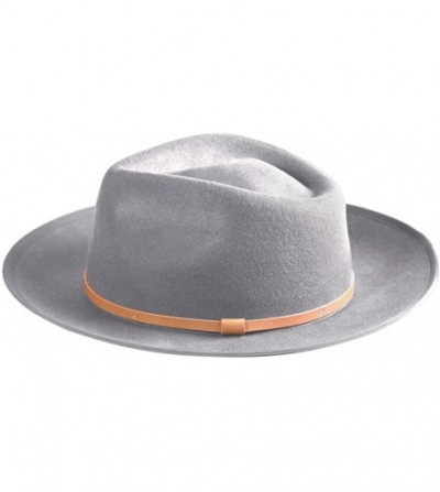 Fedoras Men Fedora Hat Wide Brim Wool Felt Panama Cowboy Hats Gatsby Dress Trilby Crushable Great - Gray - C518Y35XXIQ