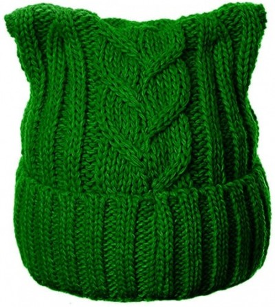 Skullies & Beanies Winter Knit Beanie Lady Women Rights March Pussycat Hat Handmade Cap - Grass Green - CF18L3YH3L2