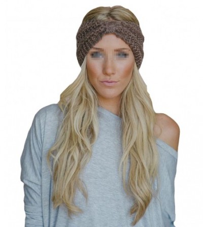 Headbands Women's Bowknot Design Winter Warm Twist Knitted Wool Headgear Crochet Headband Head Wrap Hairband(Blue) - Blue - C...
