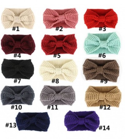 Headbands Women's Bowknot Design Winter Warm Twist Knitted Wool Headgear Crochet Headband Head Wrap Hairband(Blue) - Blue - C...