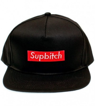 Baseball Caps Supbitch Funny Hat One Size Flat Bill Cap Unisex Black - CU18UUZ0HND