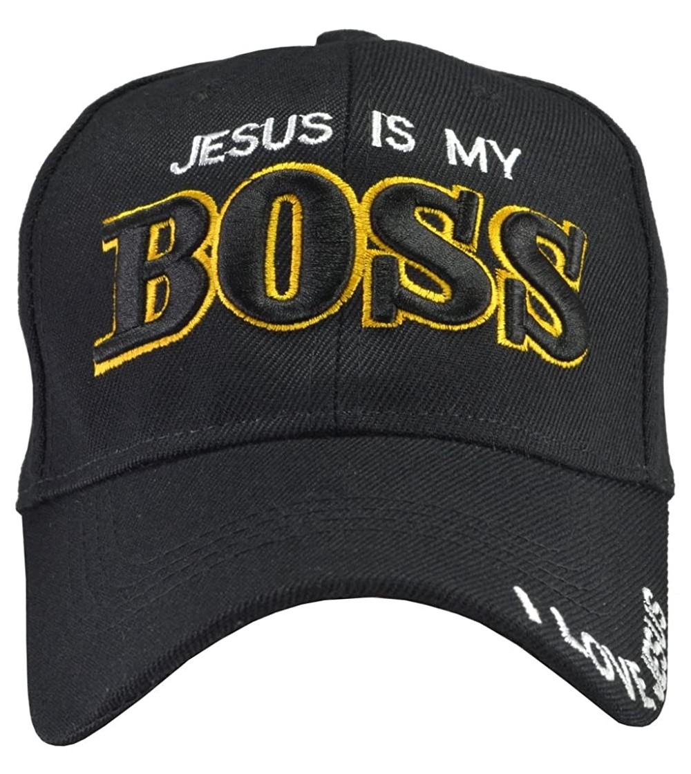 Baseball Caps Jesus Is My Boss Hat Baseball Cap Black - CR11GXCQKAJ