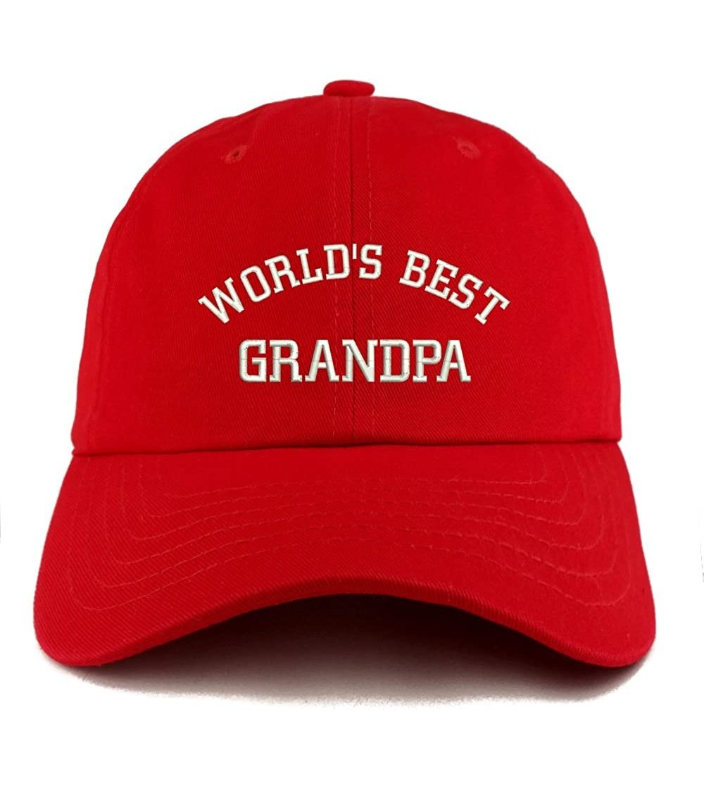 Baseball Caps World's Best Grandpa Embroidered Low Profile Soft Cotton Dad Hat Cap - Red - C018D55E8DH