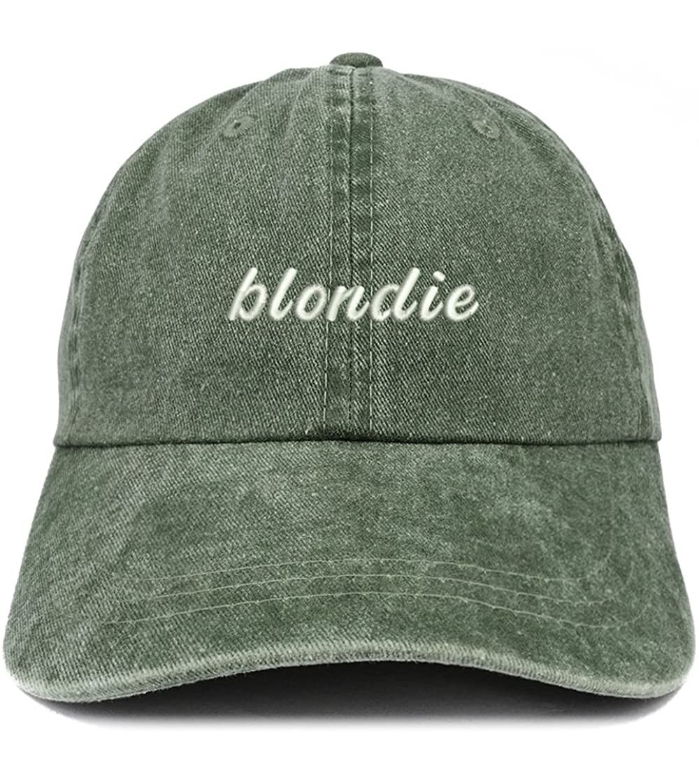 Baseball Caps Blondie Embroidered Washed Cotton Adjustable Cap - Dark Green - C9185LUCH9D