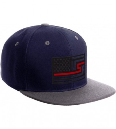 Baseball Caps USA Redesign Flag Thin Blue Red Line Support American Servicemen Snapback Hat - Thin Red Line - Navy Grey Cap -...