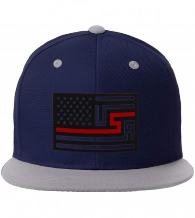 Baseball Caps USA Redesign Flag Thin Blue Red Line Support American Servicemen Snapback Hat - Thin Red Line - Navy Grey Cap -...