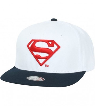 Baseball Caps Superman Shield Embroidery Flat Bill Snap Back Trucker Hat - White - CE180CI8Q6E