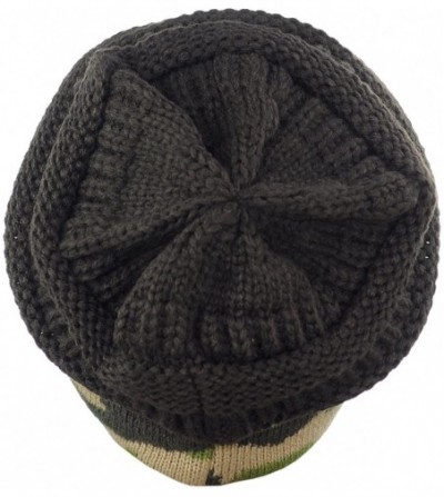 Skullies & Beanies Unisex Warm Soft Stretch Cable Knit Camo Cuff Beanie Cap - Brown - CO189ZZIGG7