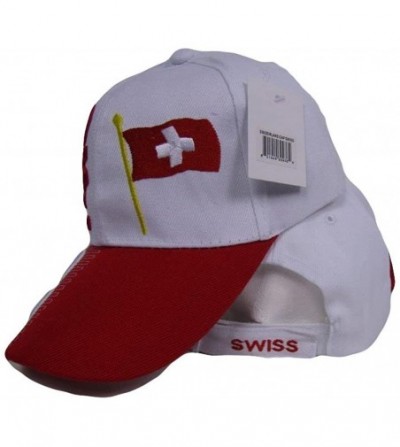 Skullies & Beanies Swiss Switzerland Country Embroidered Baseball Style Cap Hat Pink - CP12OHUJDB5