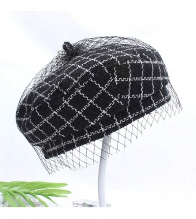 Berets Women Faux Leather Solid Beret French Artist Tam Beanie Hat Cap - Black 3 - C718KL99YHT