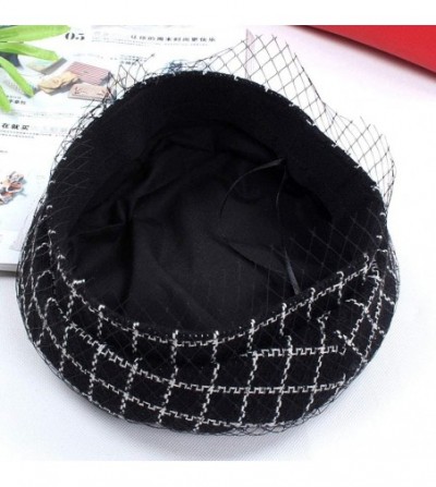 Berets Women Faux Leather Solid Beret French Artist Tam Beanie Hat Cap - Black 3 - C718KL99YHT