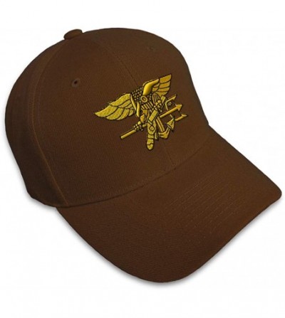 Baseball Caps Custom Baseball Cap U.S. Navy Seal Embroidery Acrylic Dad Hats for Men & Women - Brown - C212L4FTWTL