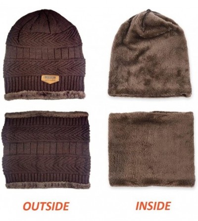 Skullies & Beanies Womens Beanie Winter Hat Scarf Set Slouchy Warm Snow Knit Skull Cap - Beanie + Scarf (Brown) - C612O2OGVLN