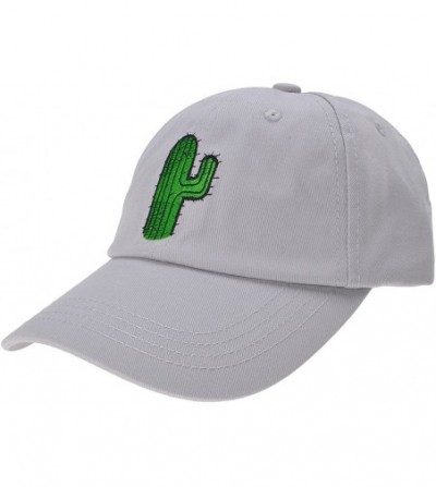 Baseball Caps Embroidered Cotton Baseball Cap Adjustable Snapback Dad Hat - Gray- Cactus - CH182W4CMRS