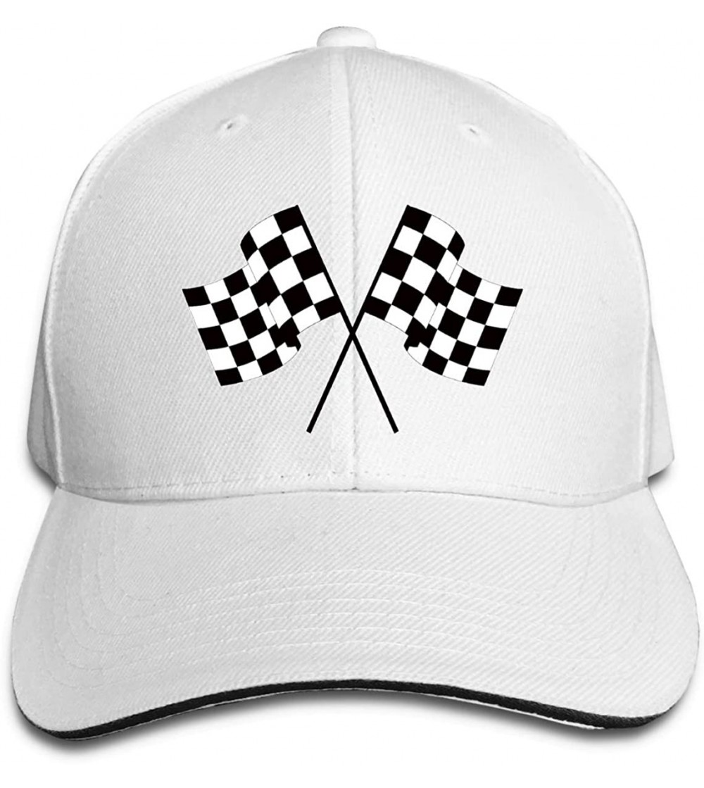 Baseball Caps Men's Baseball Caps Checkered Flags Race Car Flag Pole Adjustable Dad Hat - Flag-white - CT18A4IQ4E5