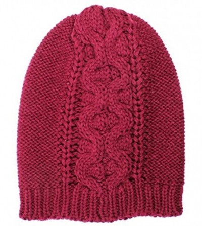 Skullies & Beanies an Unisex Fall Winter Beanie Hat Cable Knit Patterns Urban Wear Men Women - Wine - C1126SMV2ZH
