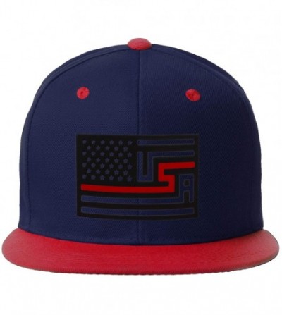Baseball Caps USA Redesign Flag Thin Blue Red Line Support American Servicemen Snapback Hat - Thin Red Line - Navy Red Cap - ...