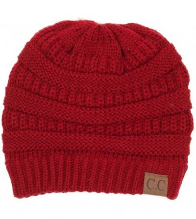 Skullies & Beanies Charcoal Grey Thick Slouchy Knit Oversized Beanie Cap Hat - Red - CF12O5EMUN1