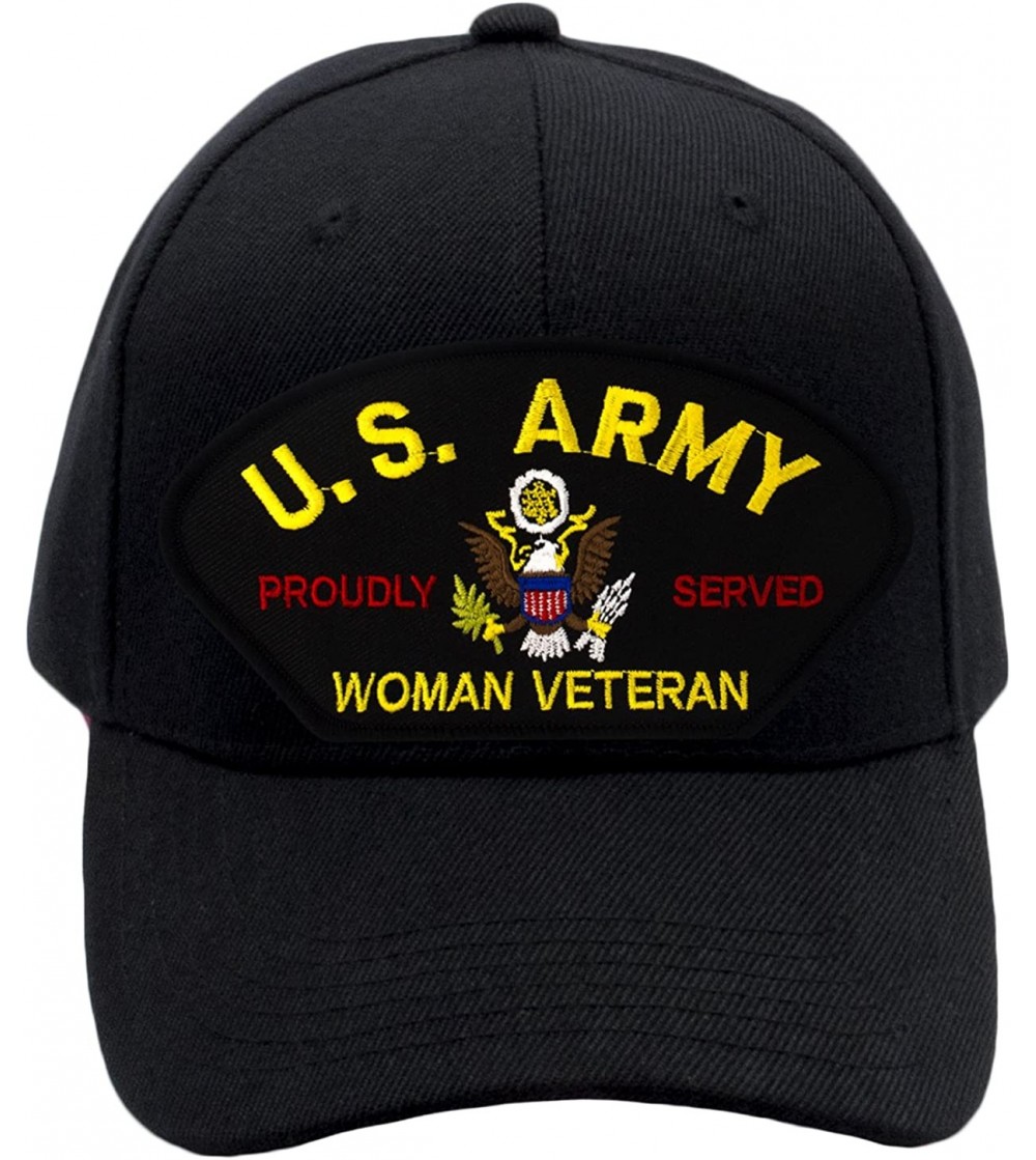Baseball Caps US Army - Woman Veteran Hat/Ballcap Adjustable One Size Fits Most - Black - CL18ND2USM8