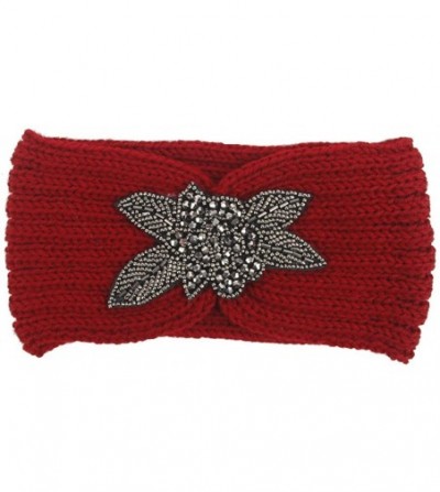 Headbands Bohemia Headband- Women Diamond Knitting Handmade Keep Warm Hairband - Red@ - CL18KM7KT8M