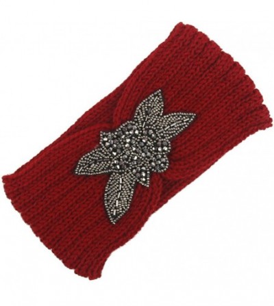 Headbands Bohemia Headband- Women Diamond Knitting Handmade Keep Warm Hairband - Red@ - CL18KM7KT8M