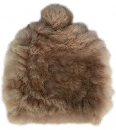 Skullies & Beanies Women's Winter Knitted Rabbit Fur Hat Cap - Khaki - CB12NTMD2KE