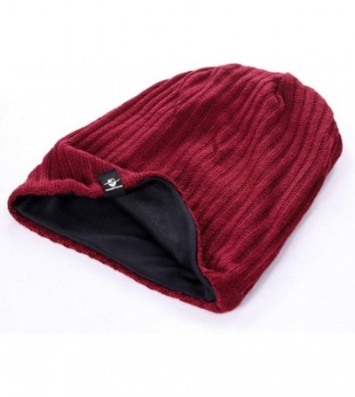 Skullies & Beanies Large Beanie for Men Winter Oversized Knit Cap Womens Slouchy Hat B309 - Claret - CP18Z8WX6S6