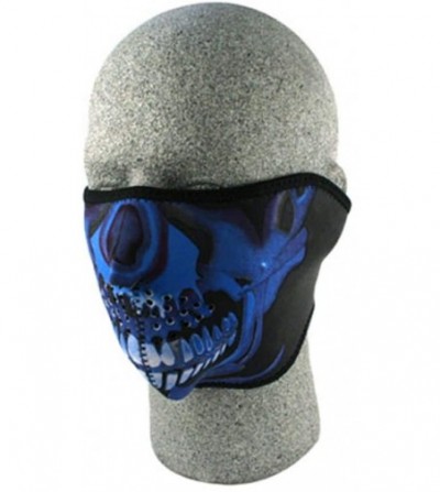 Balaclavas Half Face Mask Blue Chrome Skull WNFM024H - CK112S7XCUF