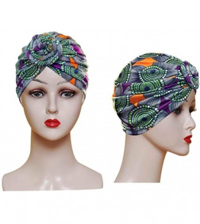 Skullies & Beanies Women Pre-Tied Bonnet Turban for Women Printed Turban African Pattern Knot Headwrap Beanie - CF192UXWLZR