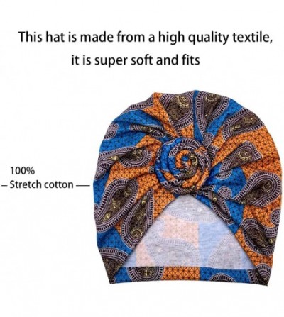 Skullies & Beanies Women Pre-Tied Bonnet Turban for Women Printed Turban African Pattern Knot Headwrap Beanie - CF192UXWLZR