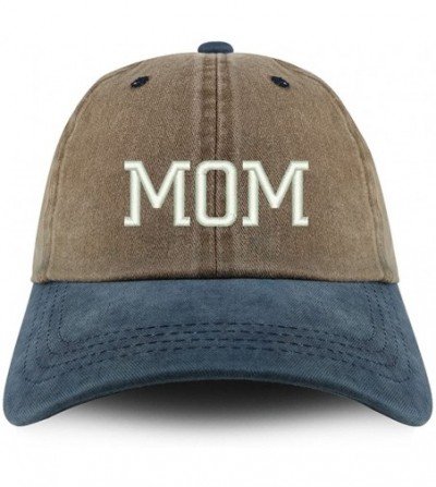 Baseball Caps Mom Embroidered Pigment Dyed Unstructured Cap - Khaki Navy - CN18D4HWE9Q