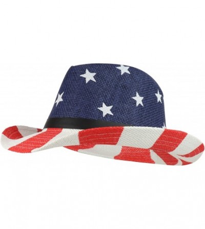 Cowboy Hats US American Flag Pattern Straw Patriotic Cowboy Hat - Usa - CF18DK5O925