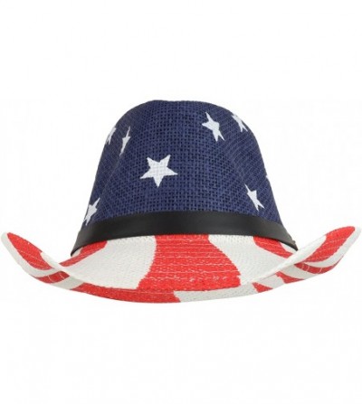 Cowboy Hats US American Flag Pattern Straw Patriotic Cowboy Hat - Usa - CF18DK5O925