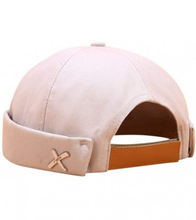 Berets Fashion Docker Leon Harbour Mechanic Hat Watch Cap Breathable Retro Brimless Beanie Hat Unisex - Beige - CL18U09OMQE