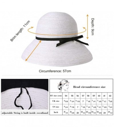 Sun Hats Womens Wide Brim Summer Sun UPF Protective Beach Straw Panama Fedora Hats Outdoor - 99067_ivory - C518RUYYWX4