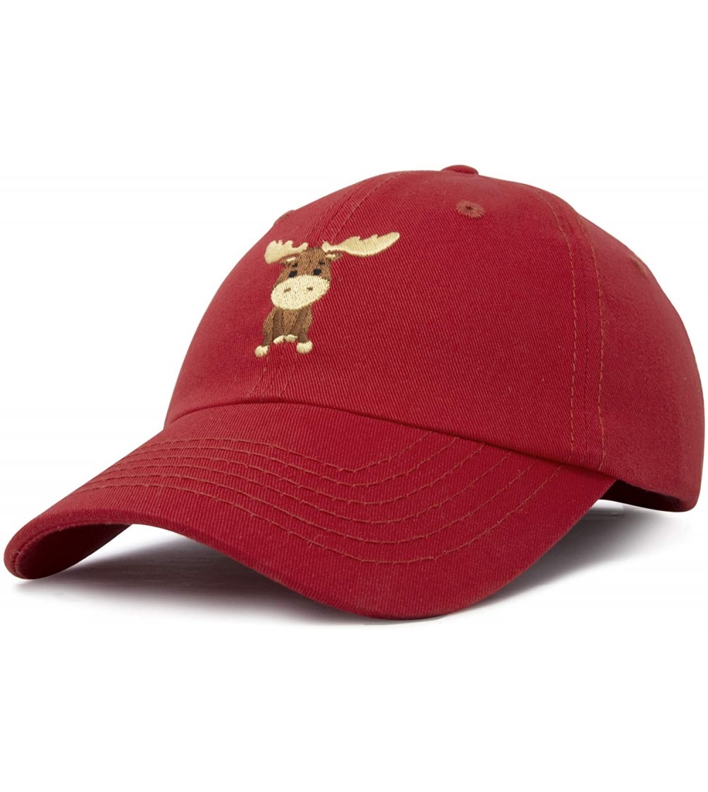 Baseball Caps Cute Moose Hat Baseball Cap - Red - CK18LZ7KID6
