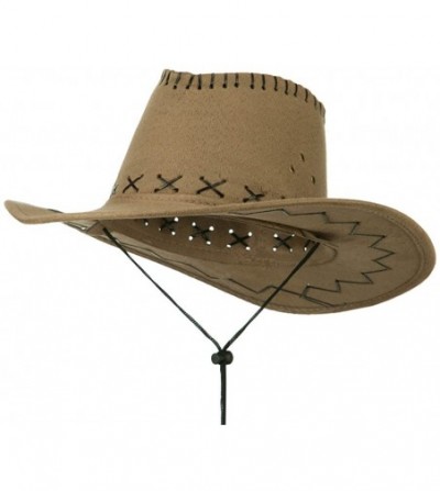 Cowboy Hats Stitched Suede Cowboy Hat - Khaki - CB11KNJJQFP