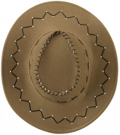 Cowboy Hats Stitched Suede Cowboy Hat - Khaki - CB11KNJJQFP
