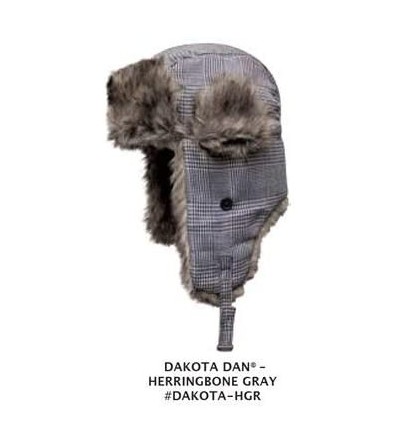 Bomber Hats Trooper Ear Flap Cap w/Faux Fur Lining Hat - Herringbone Gray - CW12N47HWJF