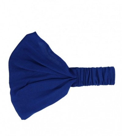 Headbands Set of 3 Wide Cotton Head Band Solid Boho Yoga Style Soft Hairbands (Light Navy) - Light Navy - C418YNC464O