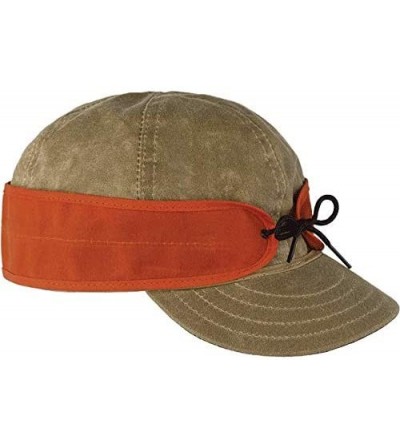 Newsboy Caps Womens Waxed Cotton - Field Tan/Blaze Orange - C012O0PKQNE