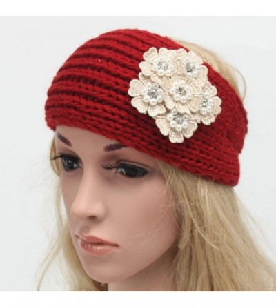 Headbands Bohemia Knitting Headband Handmade Keep Warm Hairband - Red - CP12MDUFGZF