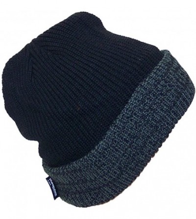Skullies & Beanies 3M 40 Gram Thinsulate Insulated Cuffed Knit Beanie (One Size) - Solid Black W/Black Dark Gray Cuff - CA11Q...
