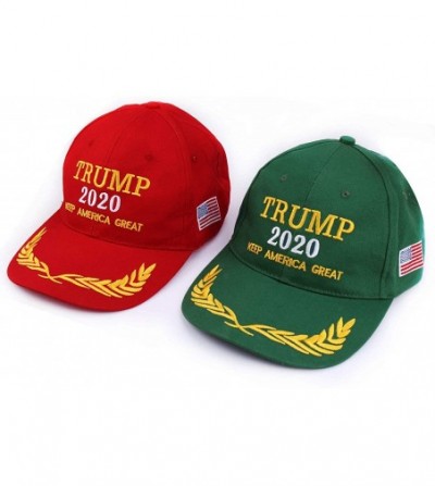 Baseball Caps Donald Trump 2020 Keep America Great Slogan USA Flag Cap Adjustable Baseball Hats - Green - CS18QWHCDTZ