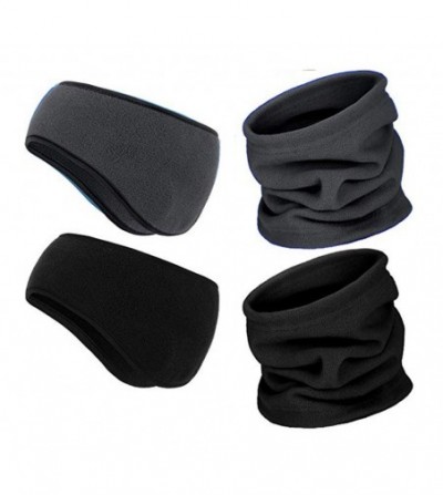 Cold Weather Headbands 4 Pieces Fleece Ear Warmers Headband Winter Neck Gaiter for Women Men (Black/Grey) - Black/Grey - CQ19...