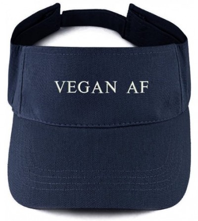 Visors Vegan AF Embroidered 100% Cotton Adjustable Visor - Navy - CW17Z39OD5T